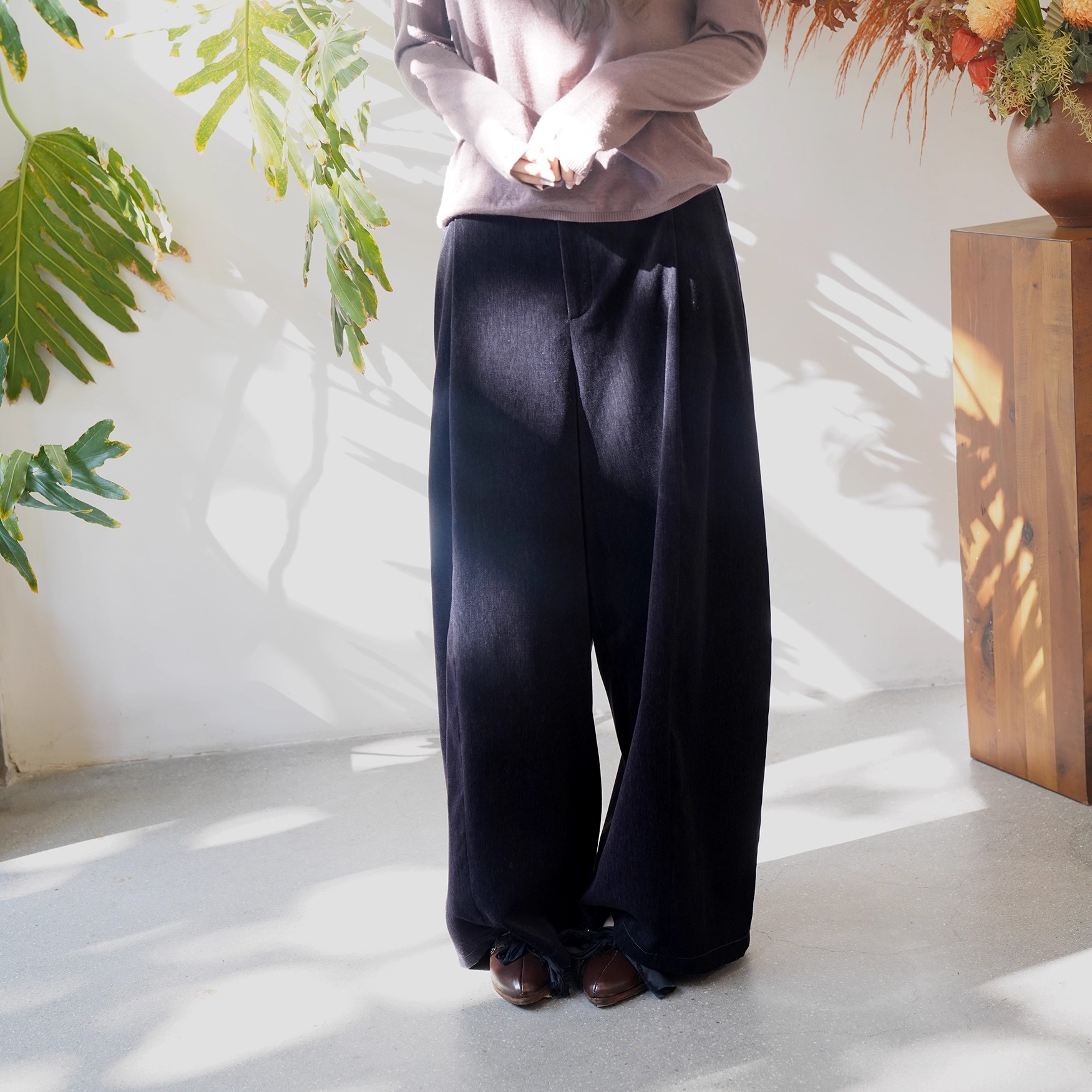 Cha 官方 | io adesso futura显瘦神裤 进口棉质细纹灯芯绒阔腿裤