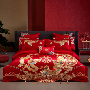 年轻人的婚房丨红色结婚四件套全棉女方陪嫁婚庆喜被日常可用床品
