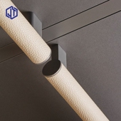 衣帽间挂高档皮质挂衣杆衣柜内厨柜法兰座衣托衣架配件晾衣杆定制