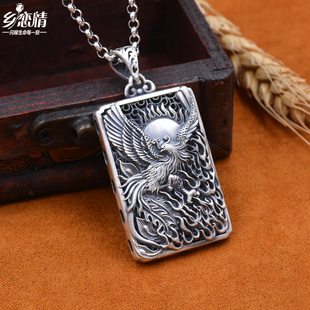 火凤凰涅槃999纯银复古做旧长款毛衣链项链女吊坠挂件民族风正品