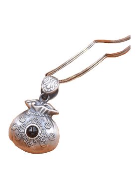 S999足银项链女男复古弥勒佛