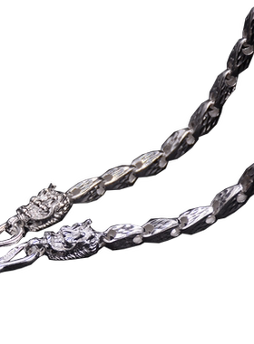 银项链男潮999纯银龙骨霸气