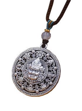 八宝罗盘黄财神999纯银吊坠