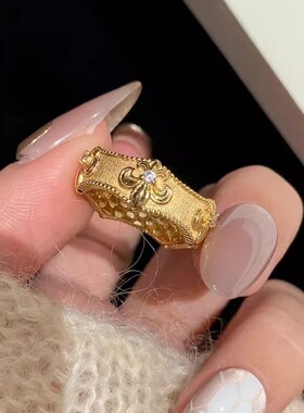 S925镀银精致鸢尾花戒指女个性法式宫廷风轻奢优雅开口指环小众设
