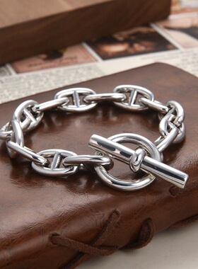 【两件包邮】鼻子手链男女复古重工OT扣S925镀银手环个性速卖通网