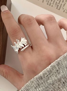 【两件包邮】法式不规则枝叶戒指女轻奢老钱风小众高级感开口叶子