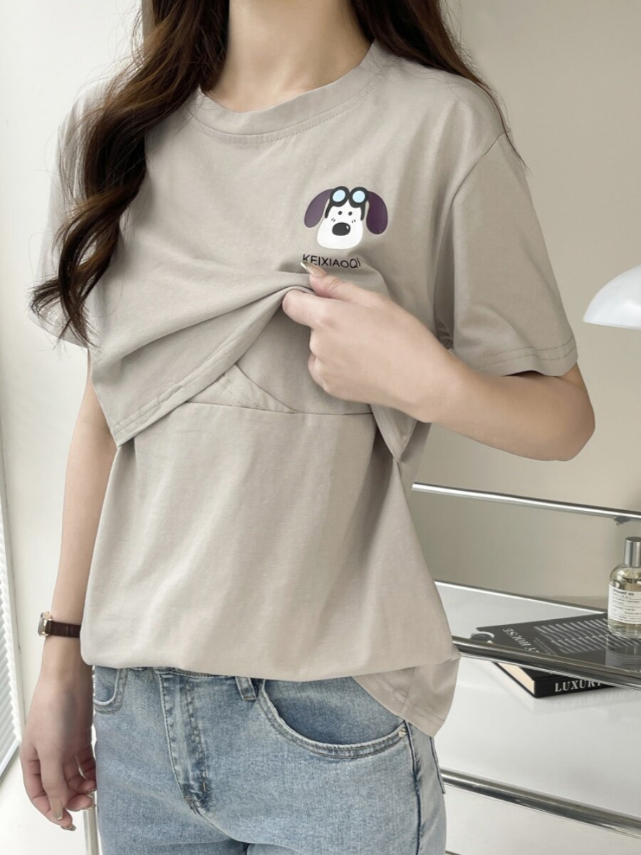 외출용 산후수유 상의 여름반팔티셔츠 핫한 엄마스타일 트렌디한 모유수유용 엄마하의 여름옷