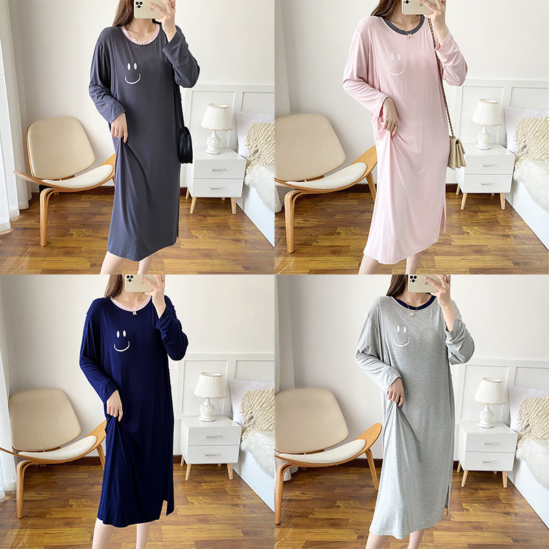 임산부 수유 여름 잠옷 플러스 사이즈 롱 드레스 모달 산후 나들이 얇은 잠옷 간호복