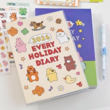 2026年韩系7321卡通手帐本学生大容量日程本可爱动物图案记事本子