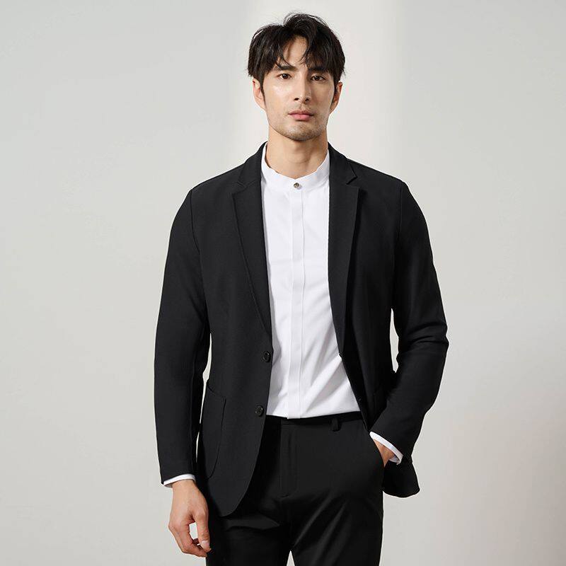 高档肌理泡泡纱抗皱面料2026春意式绅士男士弹力宽松大码西装外套