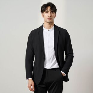 高档肌理泡泡纱抗皱面料2026春意式 弹力宽松大码 西装 外套 绅士男士