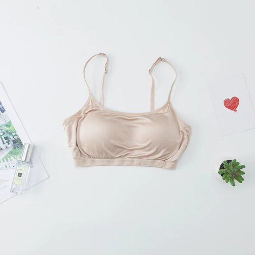 女一体罩杯吊带背心桑蚕丝