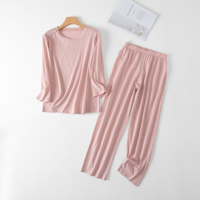 女桑蚕丝七分袖长裤家居服睡衣裤