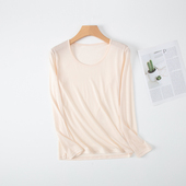 棉毛衫 特价 居家服长袖 秋衣针织真丝薄款 女圆领秋冬桑蚕丝棉睡衣裤