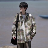相机片高街时尚港风印花风格格子长袖衬衫衬衣男C620P55控78，男装衬衫，电商A029
