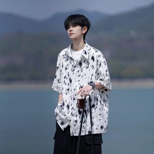 相机片夏季抖音直播港风大码外景短袖衬衫花衬衣 C608 P40 控58图片