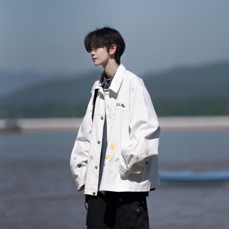 相机片原创花卉大码港风宽松棒球服夹克外套男J839P78控108，男装夹克，电商A029