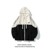 秋冬撞色绣花大码港风宽松拼接卫衣时尚外套男V906P68控88，女装短外套，电商A029