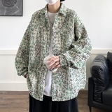 直播新款港风大码小香风长袖花衬衫外套时尚衬衣C601P68控89，男装衬衫，电商A029