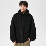 二开秋冬日系无影墙纯色大码宽松卫衣时尚外套男V911P68控98，女装短外套，电商A029