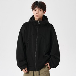 二开秋冬日系无影墙纯色大码宽松卫衣时尚外套男 V911 P68 控98，女装短外套，电商A029