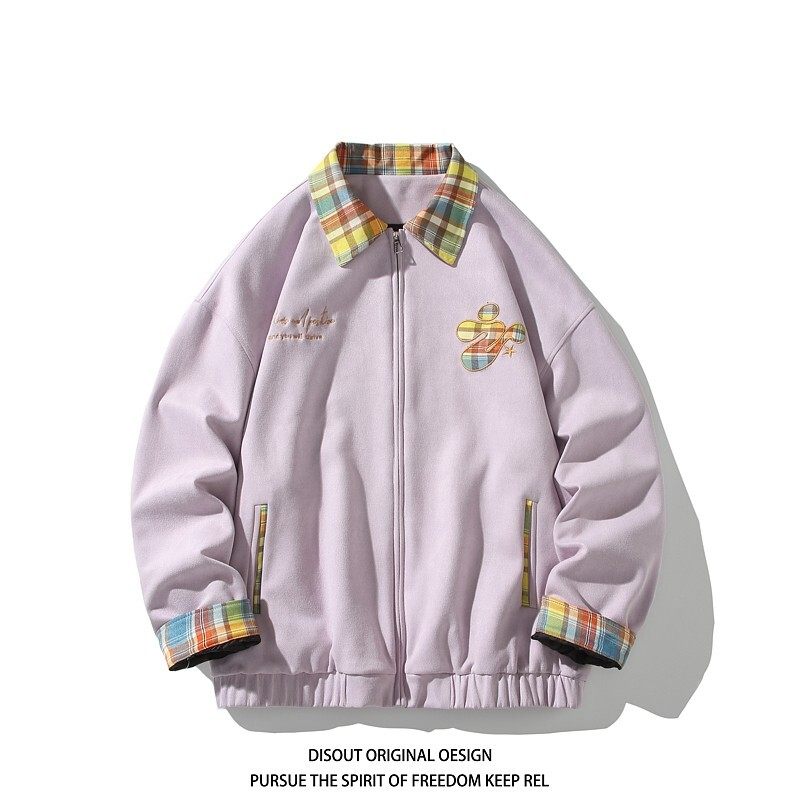 秋原创抖音白底平铺大码绣花撞色夹克外套棒球服男J871P80控128，男装夹克，电商A029