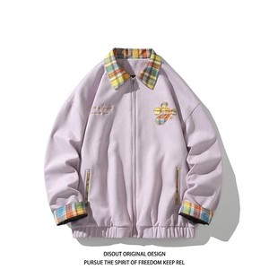 秋原创抖音白底平铺大码绣花撞色夹克外套棒球服男 J871 P80控128，男装夹克，电商A029