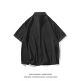 夏季二开白底平铺大码拼接短袖衬衫纯色衬衣男C656P45控58，男装T恤，电商A029