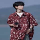 相机片夏季抖音直播港风大码外景短袖衬衫花衬衣C608P40控58，男装T恤，电商A029