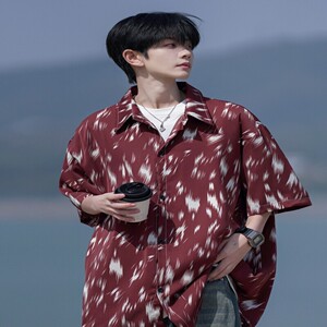 相机片夏季抖音直播港风大码外景短袖衬衫花衬衣C608P40控58