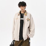 原创抖音无影墙港风大码绣花撞色夹克外套棒球服男J871P80控128，男装夹克，电商A029