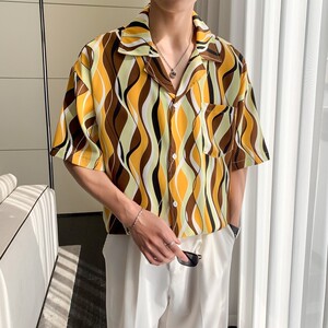 东南亚风冰丝速干轻熟店主风痞帅短袖衬衫大码港风 C607 P40 控58图片