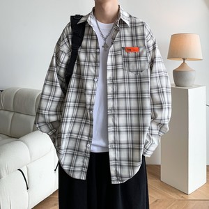 C11延续格子港风大码长袖衬衣条纹衬衫 C618 P55 控78图片
