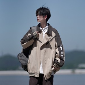 相机片撞色原创港风大码宽松棒球服夹克港风外套男 J850 P98控138，男装夹克，电商A029