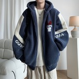 港风大码宽松棉衣连帽毛绒内里加厚棉衣毛绒外套MY190P118控158，男装棉衣，电商A029