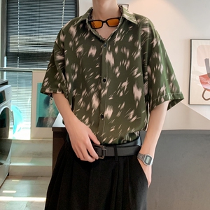新款夏季抖音直播港风大码外景短袖衬衫花衬衣 C608 P40 控58图片