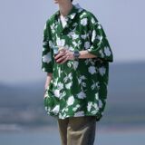 相机片港风宽松男冰丝轻熟店主风短袖衬衫大码C612P40控58，男装T恤，电商A029