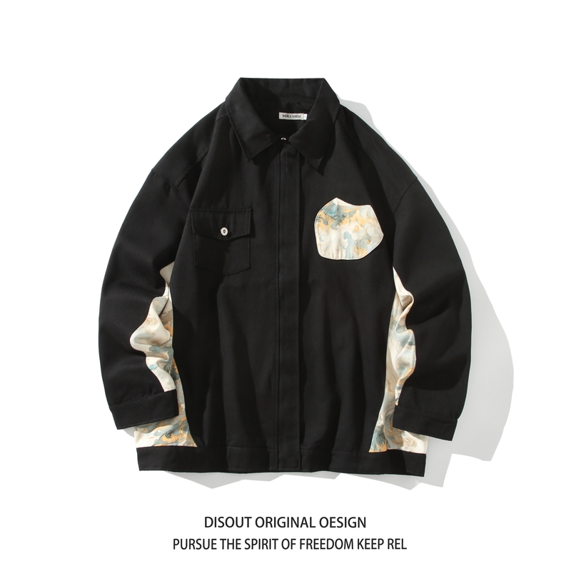 秋新款白底平铺日系港风潮流大码拼接夹克外套J832P78控108，男装夹克，电商A029