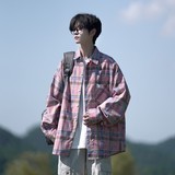 新款港风大码印花格子长袖衬衫衬衣C622P58控88成分棉100，男装衬衫，电商A029