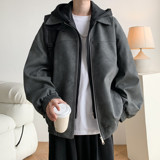 二开原创内景港风大码连帽假两件皮衣夹克外套男J876P98控158，男装夹克，电商A029