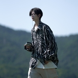 相机片新款港风大码时尚条纹花长袖衬衫衬衣男C625P55控78，商品下架区，电商A029