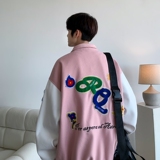 情侣新款大码宽松翻领贴标棒球服夹克外套港风男J835P98控138，男装夹克，电商A029