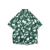 日系白底平铺男冰丝轻熟店主风痞帅短袖衬衫大码C612P40控58，男装T恤，电商A029
