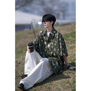 相机片夏季抖音直播港风大码外景短袖衬衫花衬衣 C608 P40 控58图片