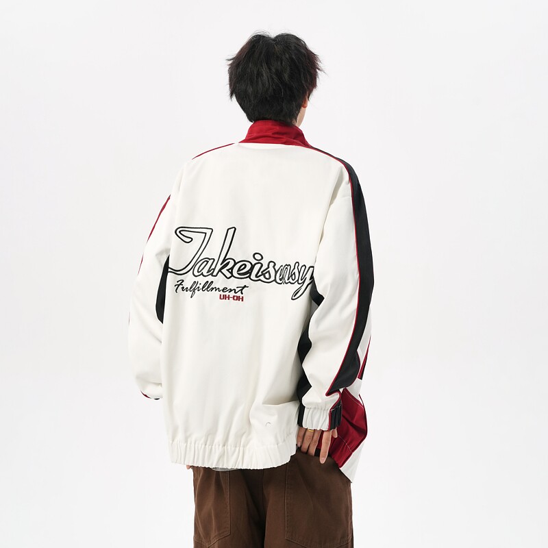 胖胖哥美式机车外套男秋季新款纯棉宽松大码休闲赛车服飞行夹克潮,男装夹克,电商A029