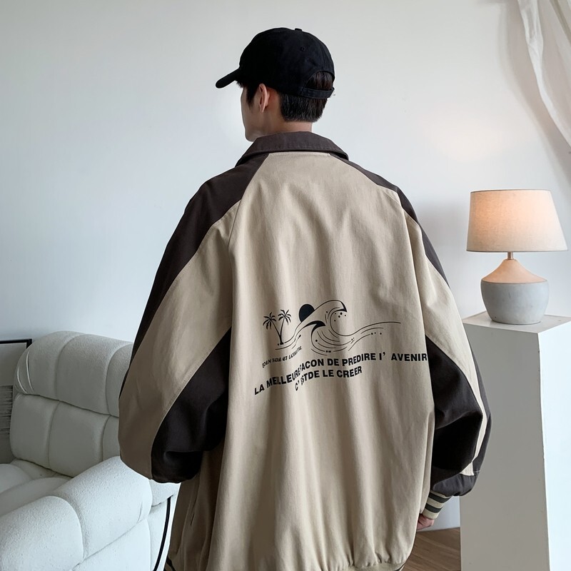 新款撞色原创港风大码宽松棒球服夹克港风外套男J850P98控138,男装夹克,电商A029