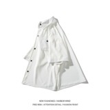 夏季二开白底平铺大码拼接短袖衬衫纯色衬衣男C656P45控58，男装T恤，电商A029