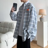 C11延续格子港风大码长袖衬衣条纹衬衫C618P55控78，男装衬衫，电商A029