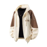 立体图白底撞色绣花大码宽松拼接卫衣时尚外套男V912P70控98，女装短外套，电商A029