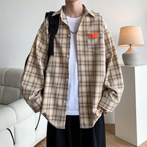 C11延续格子港风大码长袖衬衣条纹衬衫 C618 P55 控78图片